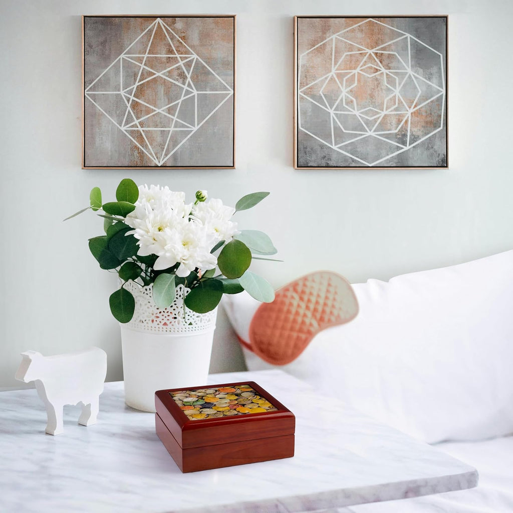 3dRose USA, Wyoming, Autumn aspen leaves floating on pond, Jewelry Box jb-231934-1