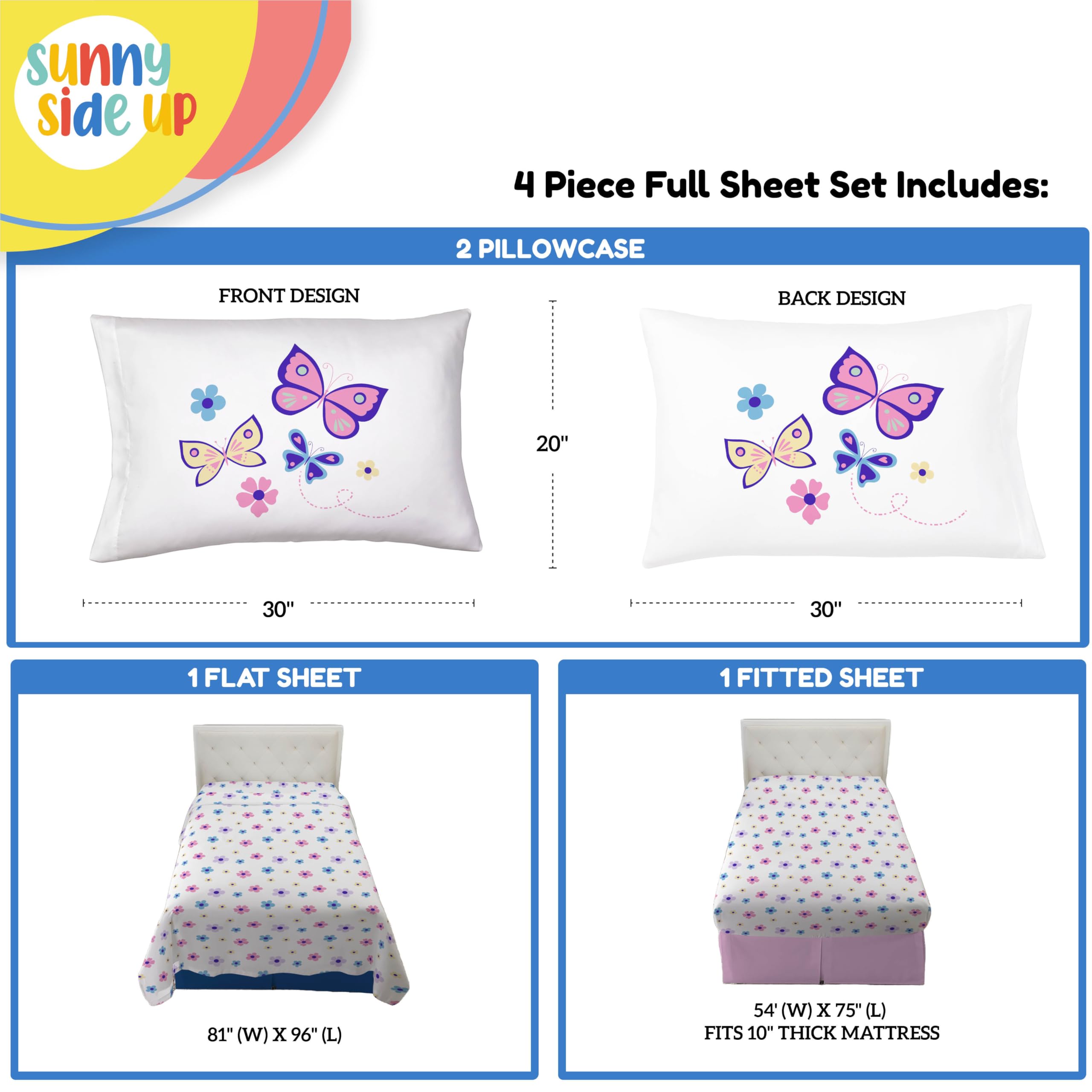 Sunny Side Up Minecraft Creeper & Animals Twin Sheet Set - 3 Piece Kids Bedding Set Includes Pillow Cover - Super Soft Microfiber Sheets