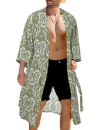 COOFANDY Men's Lightweight Kimono Robe Japanese Bathrobes Open Front Long Cardigan Cloak with Belt