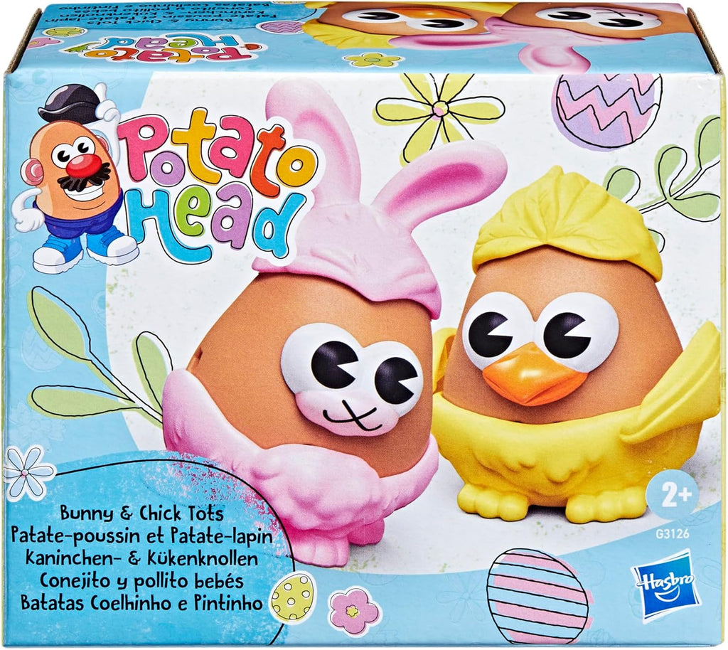 Potato Head Bunny & Chick Tots with 12 Mix and Match Pieces, Two 3-Inch Potato Bodies with 10 Accessories, Preschool Toys for Girls and Boys 2+