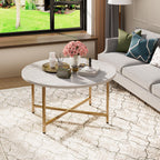 Round Coffee Table, Modern Design Living Room Tables for Indoor & Outdoor, Black Coffee Table for Family & Office Use, Outdoor Coffee Table Round, Large Black (31.5" D x 17.7" H)