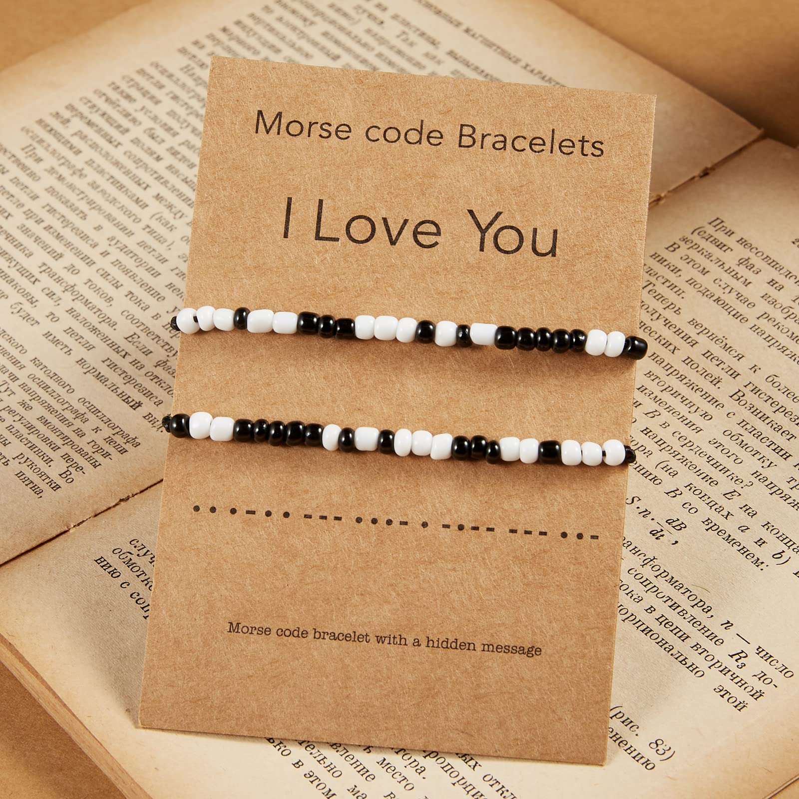 Bracelets assortis Desimtion pour lui elle cadeaux pour couples pour petit ami petite amie bracelet code Morse je t'aime