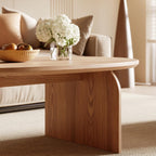 Honyee Modern Oval Coffee Table, Small Coffee Tables for Living Room - Oak Wood Top with Solid Legs, Wooden Center Table Easy Assembly for Living Room &Bedroom,Office, Natural