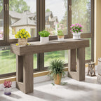 Tribesigns 63-дюймовый длинный консольный стол, деревянный прямоугольный стол за диваном, фермерский стол для прихожей, коридора, гостиной (натуральный)