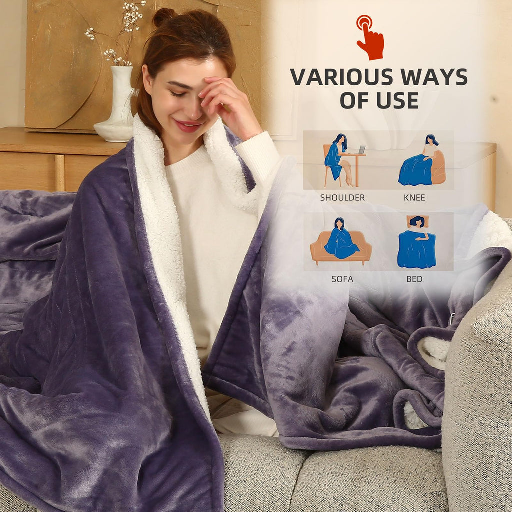 Coperta Elettrica Riscaldata Plaid con 5 Livelli di Riscaldamento e Spegnimento Automatico dopo 4 Ore, Plaid Riscaldato 50"x60" con Certificazione ETL e FCC per Casa e Ufficio, Lavabile in Lavatrice, Grigio Scuro