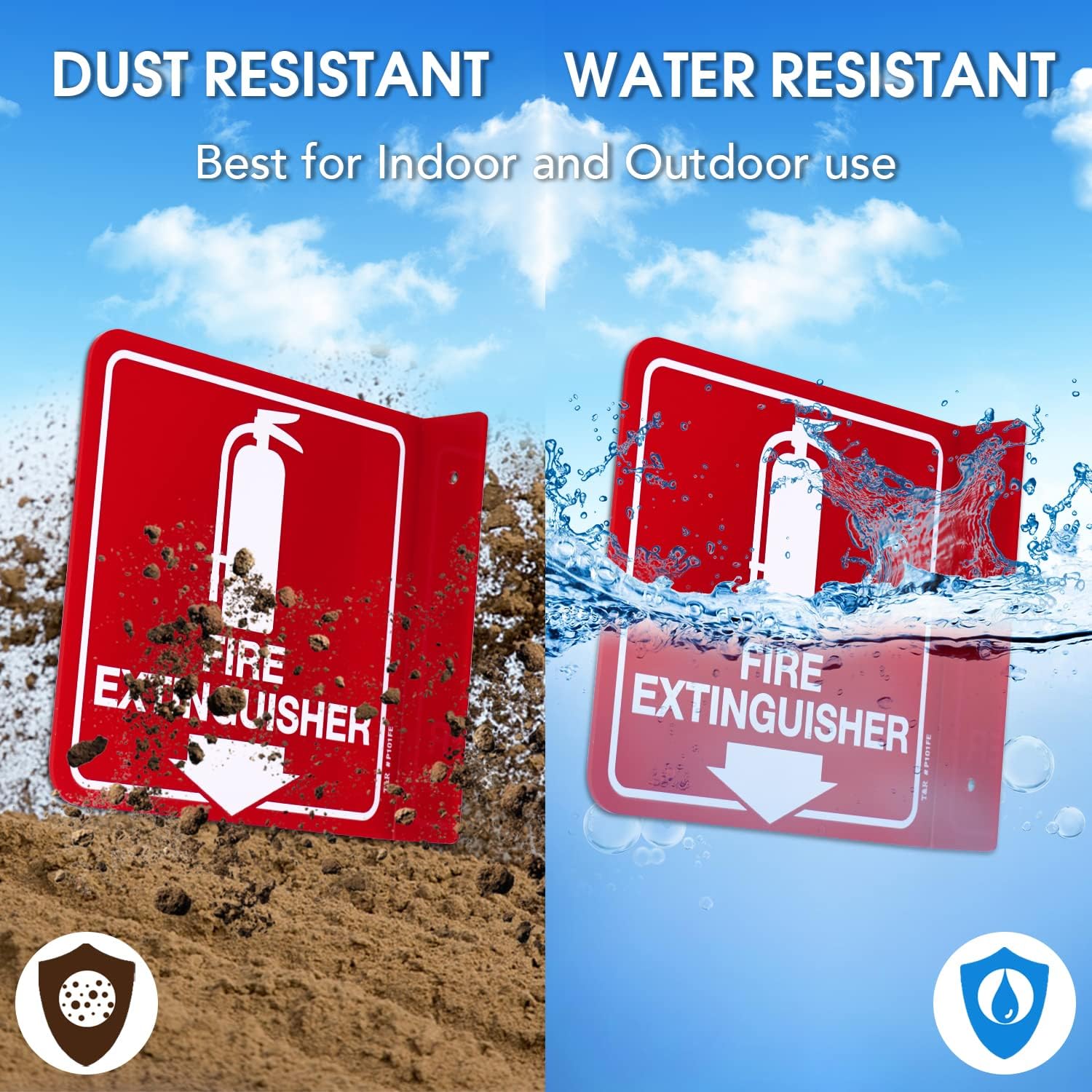 T&R Fire Extinguisher Sign, Fire Extinguisher with Down Arrow - 8 Pack - 6 x 6 Inches Acrylic, 2 pre-drilled holes, Includes Matching Screws, Use for Home Office/Business