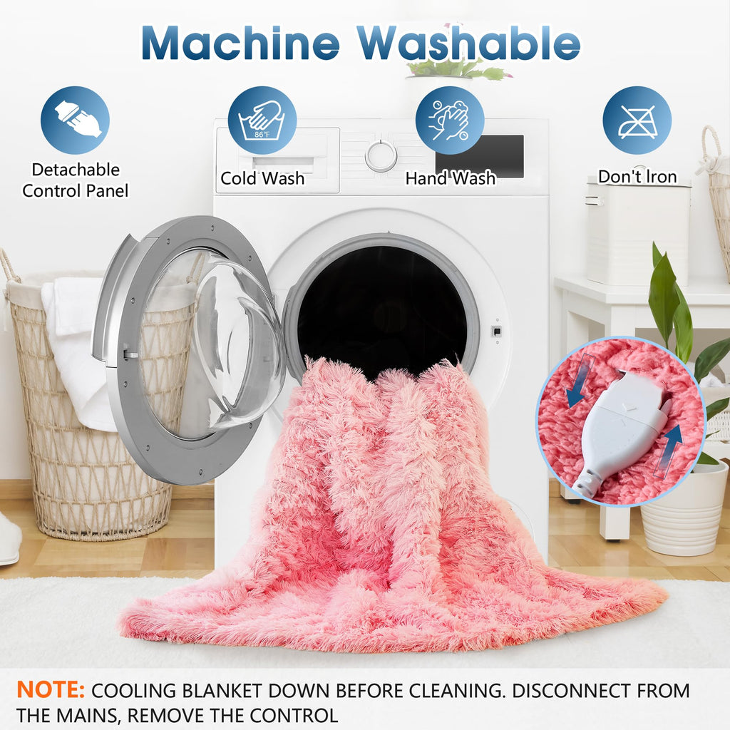 Elektrische Heizdecke mit Kunstpelz, Größe mit flauschigem Sherpa-Rücken, wärmende Plüschdecke Geschenk, weiche Heizdecken mit 10 Wärmeeinstellungen, 5 Zeiteinstellungen, ETL 50"x60", Anthrazitgrau