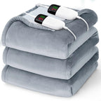 Heated Electric Blanket Queen Size - 84" x 90" Heating Blanket with Dual Control, 10 Levels & 8 Hours Auto Off, Soft Warm Flannel Gift with Over-Heat Protection, ETL & FCC Certified