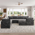 Modular Sectional Sofa,5 Pieces Sectional Couches for Living Room,L Shaped Cloud Couch Chaise Set, Black