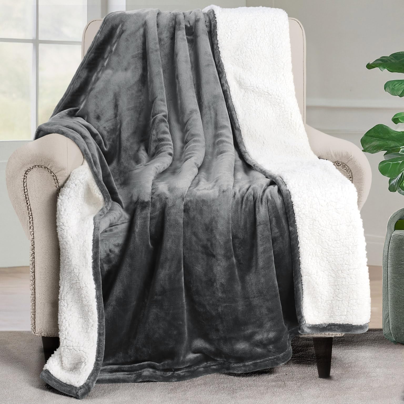 Utopia Bedding Sherpa Blanket Queen Size (Plum, 90x90 Inches) - Soft Lightweight Plush Fleece Reversible Blanket for Bed, Sofa, Couch, Camping and Travel