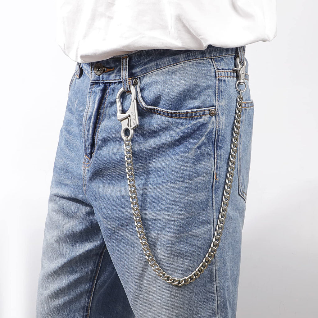 Ahiller Biker Wallet Chain, Heavy Duty Pocket Chain with Lockable Carabiner, Men Chains for Keys, Jeans, Pants, Purse and Handbag（QK-Silver-1PCS） - Grand Goldman