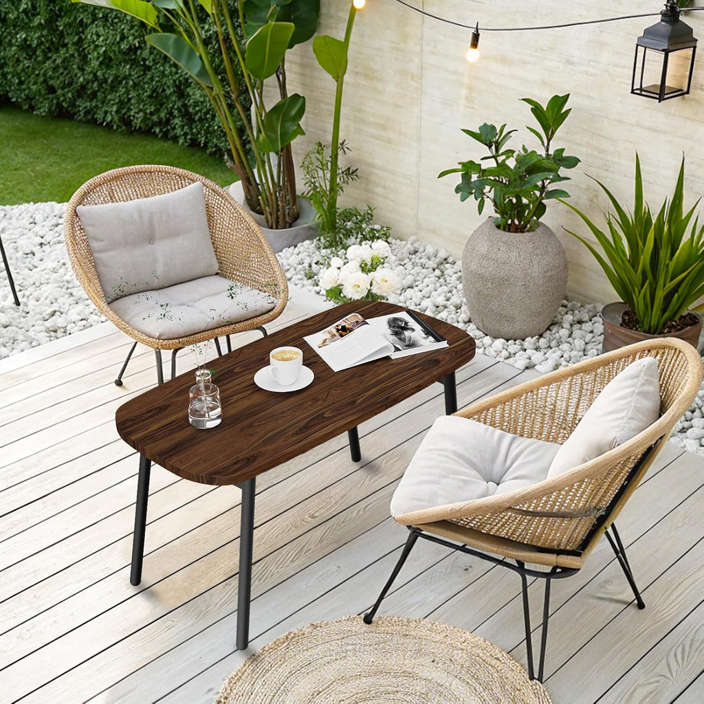 Folding Coffee Table, Wood Coffee Table Portable Low Floor Table with Metal Legs, Mid Century Modern Rustic Coffee Tables for Living Room, Home, Office, No Assembly 31.5x15.75x18.5IN