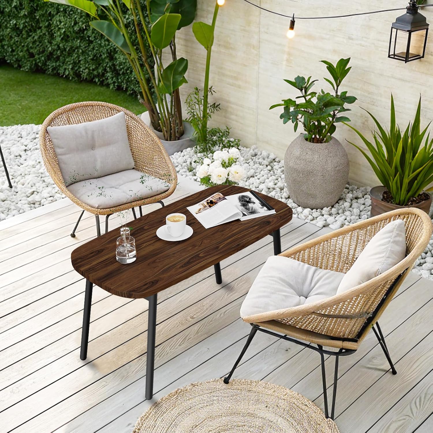 Folding Coffee Table, Wood Coffee Table Portable Low Floor Table with Metal Legs, Mid Century Modern Rustic Coffee Tables for Living Room, Home, Office, No Assembly 31.5x15.75x18.5IN