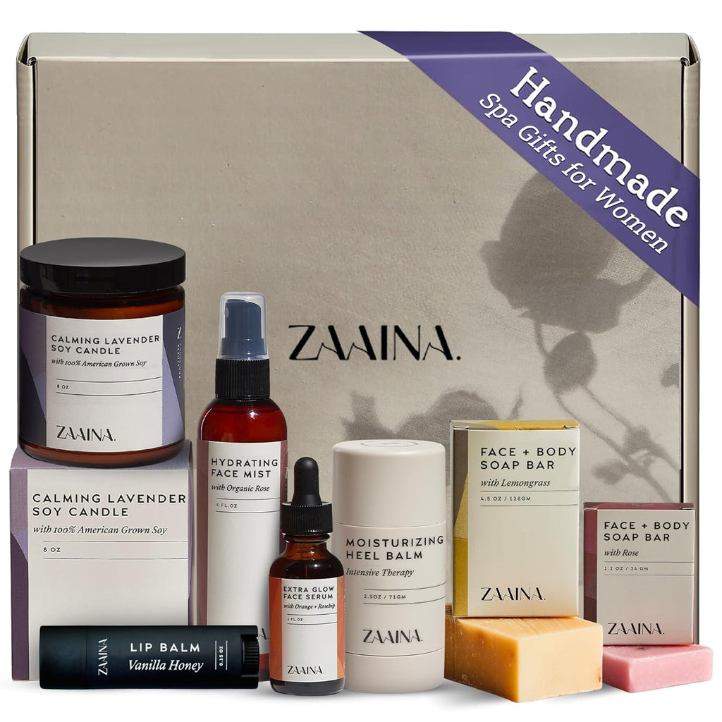 Spa Gift Set for Her - Relaxation Spa Kit for Women, Mother's Day Gifts Handmade in USA, Luxury Spa Gifts for Women, Spa Gift Basket for Mom, Pampering At Home Bath and Body Self Care Spa Package, Birthday Gifts for Women by ZAAINA