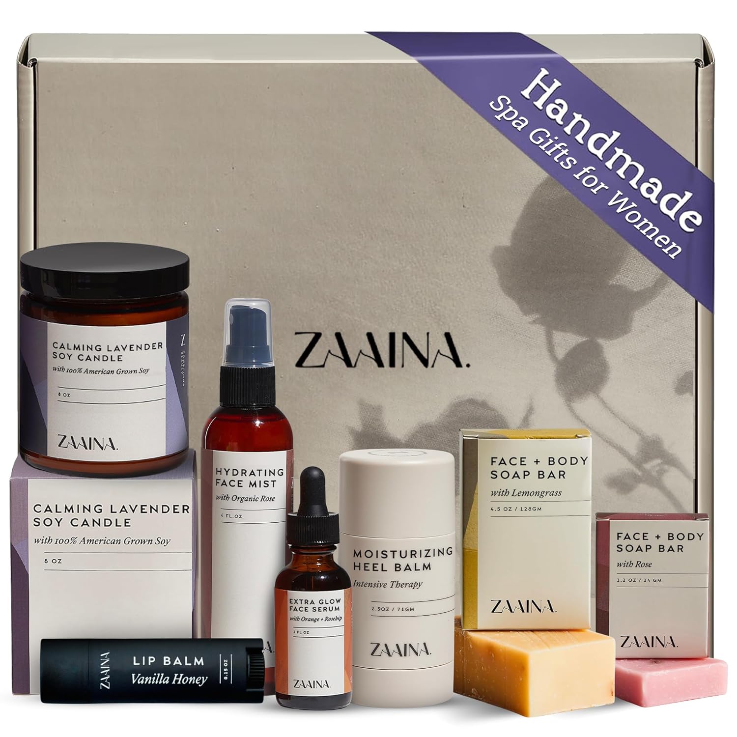 Spa Gift Set for Her - Relaxation Spa Kit for Women, Mother's Day Gifts Handmade in USA, Luxury Spa Gifts for Women, Spa Gift Basket for Mom, Pampering At Home Bath and Body Self Care Spa Package, Birthday Gifts for Women by ZAAINA