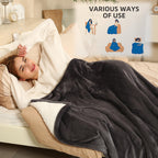 Coperta Elettrica Riscaldata Plaid con 5 Livelli di Riscaldamento e Spegnimento Automatico dopo 4 Ore, Plaid Riscaldato 50"x60" con Certificazione ETL e FCC per Casa e Ufficio, Lavabile in Lavatrice, Grigio Scuro