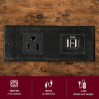 Side Table with Charging Station and Drawer, Narrow End Table with USB Ports and Outlets for Small Space, Living Room, Bedroom and Office, with 4 Wheels (1, Rustic Brown + Black)