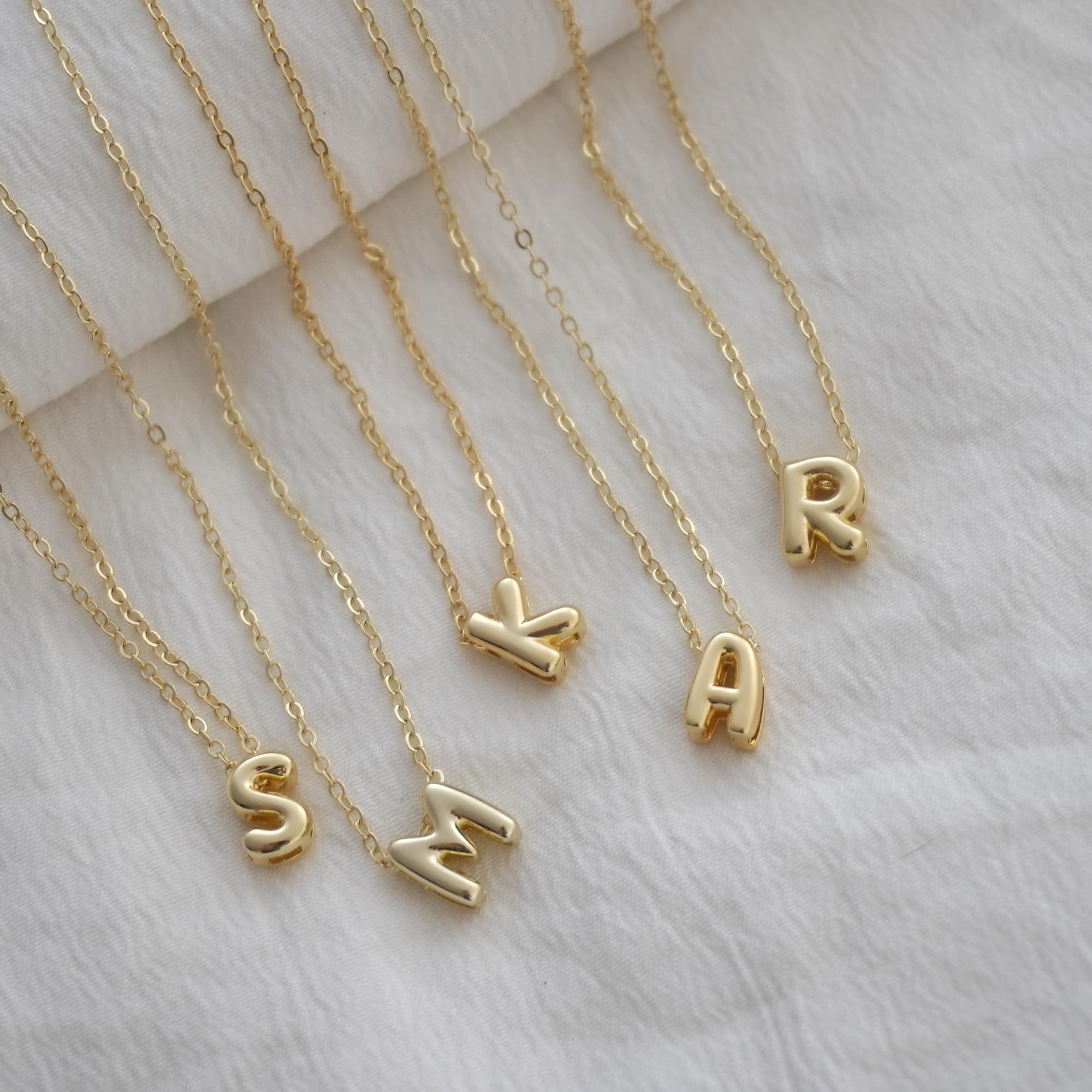 CUEZIY Bubble Letter Necklace Gold Initial Necklaces for Women Dainty Personalized Charm Pendant Name Necklace Cute Non Tarnish Fashion Accessories Teen Gift Trendy Stuff Gold Jewelry Gifts