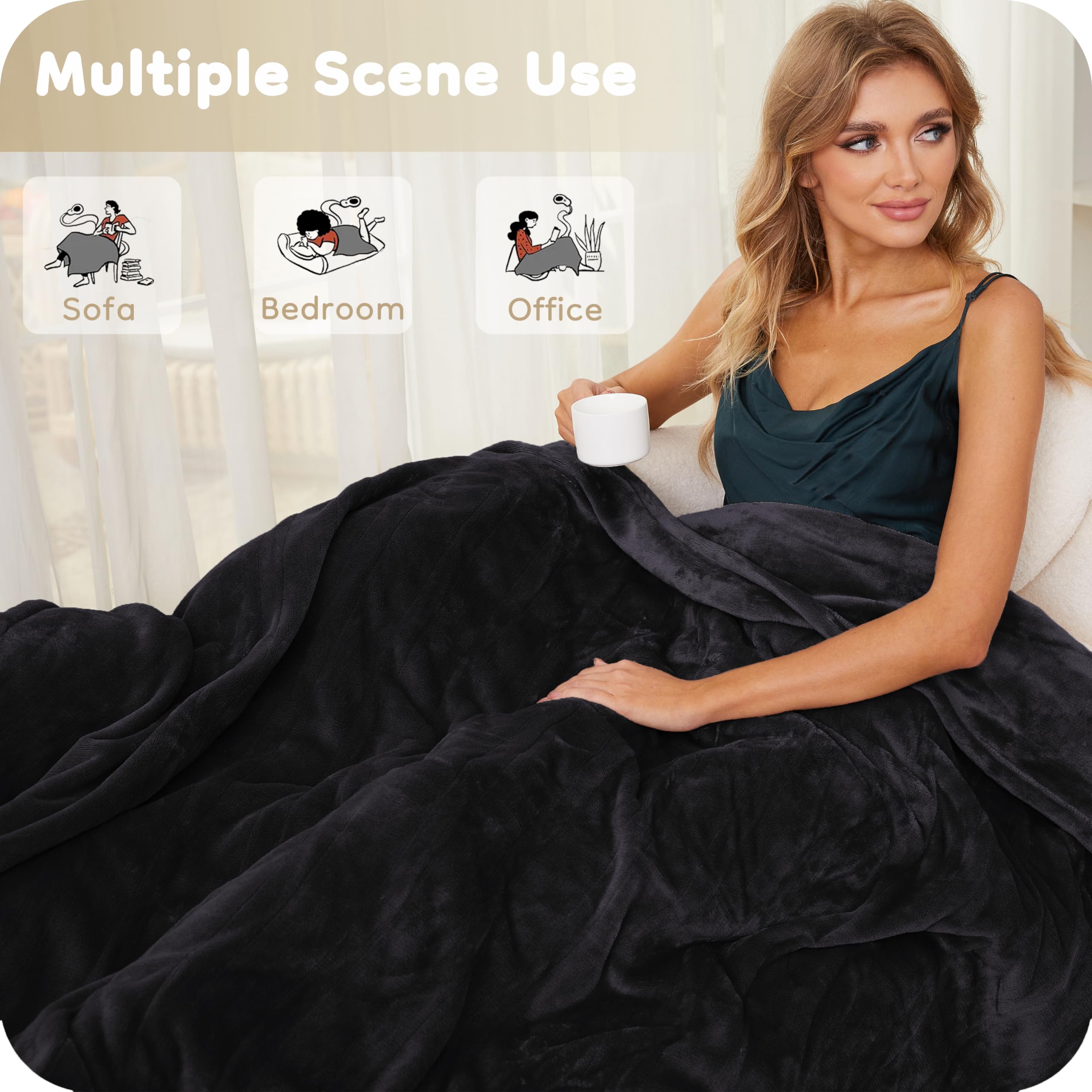 Elektrisch verwarmd deken 72" x 84" volledige maat flanellen stof met 4 verwarmingsniveaus & 10 uur automatische uitschakeling, ademend warm en wasbaar voor zacht en bed - lichtgrijs