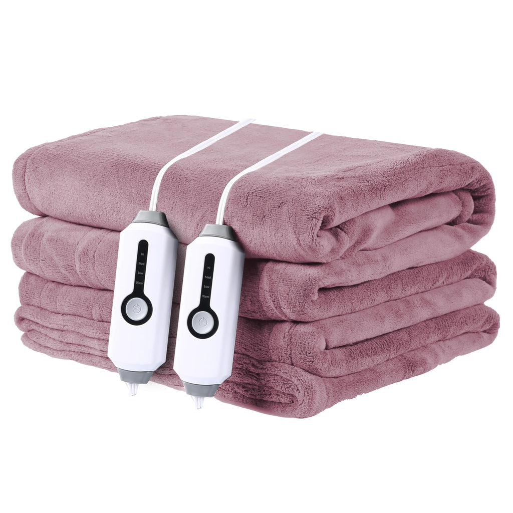 Couverture chauffante électrique DUODUO 72"x84" en polaire corail chaude avec 4 réglages de chaleur et arrêt automatique de 10 heures Protection contre la surchauffe - Gris 