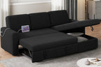 Yaheetech Sectional Sofa L-Shaped Sofa Couch Bed w/Chaise & USB, Reversible Couch Sleeper w/Pull Out Bed & Storage Space Living Room Black