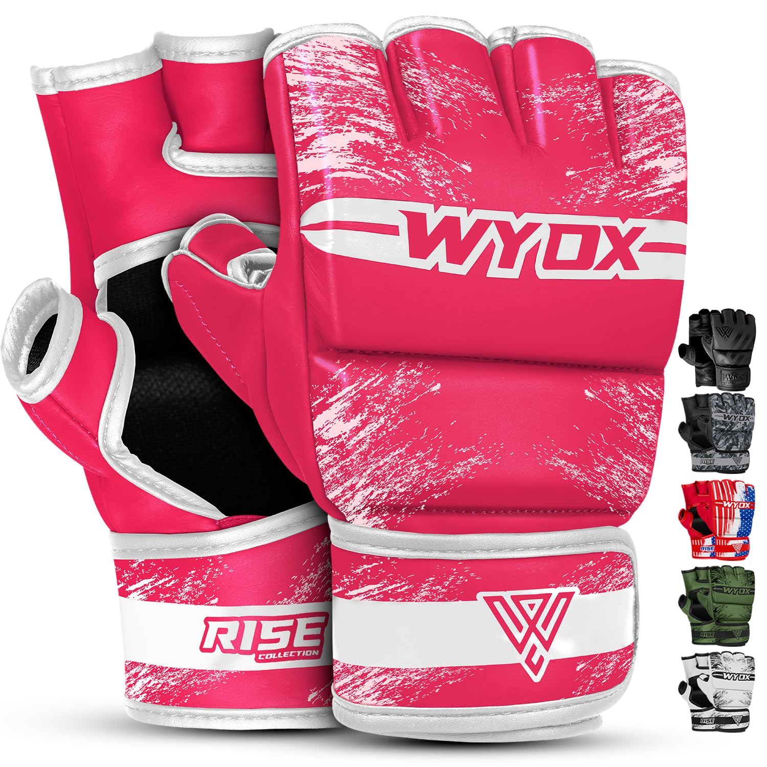 WYOX MMA Gloves for Men & Women – Grappling & Sparring Boxing Gloves with Open Palm Design, Padded Fingerless Training Gloves for Kickboxing, Muay Thai, Youth & Heavy Bag Workouts