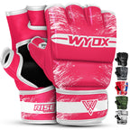 WYOX MMA Gloves for Men & Women – Grappling & Sparring Boxing Gloves with Open Palm Design, Padded Fingerless Training Gloves for Kickboxing, Muay Thai, Youth & Heavy Bag Workouts