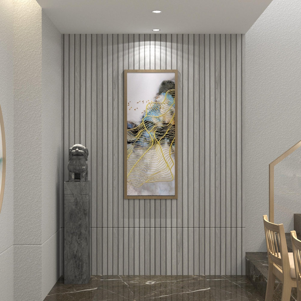 JSEVEM 16"×118" 3D Cream White Grey Slats Striped Wood Wallpaper Peel and Stick Waterproof Gray Slat Stripe Wood Contact Paper Vinyl Self Adhesive Wood Stickers for Walls Cabinets Kitchen Countertops