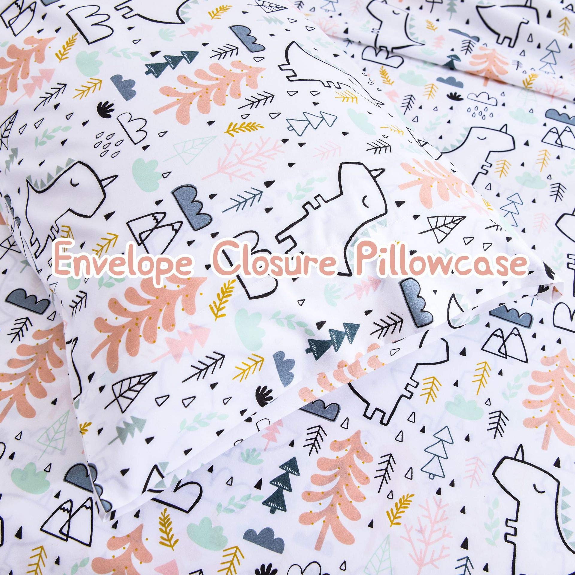 ست ملحفه کودکان یونیکورن صورتی JSD، سایز تویین، ۳ تکه، ملحفه‌های رختخواب میکروفایبر چاپ شده با طرح رنگین کمان برای دختران، جیب عمیق