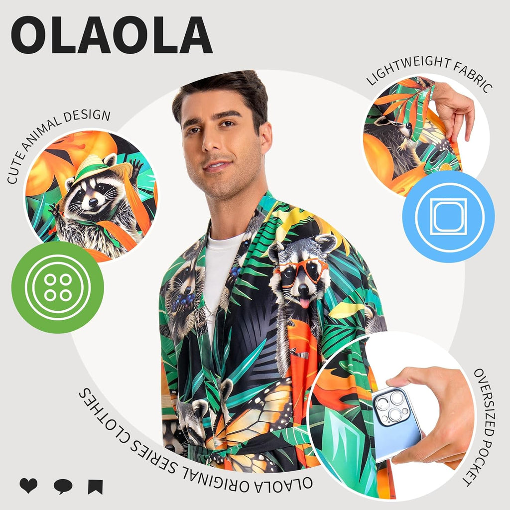 OLAOLA Men Lightweight Kimono Robe with Belt Japanese Style Robe Jacket Casual Open Front Long Cardigan Cape Coat Outwear