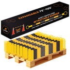 Retractable Barrier for Safety Traffic Cones - 2" OD - Large Yellow and Black Bar Barricade - for Road Construction, Parking, Warning, Temporary Security Divider (40, Orange & White, 72" x 120")