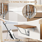 Wall-Mounted Folding Shower Seat 28" with Stainless Steel Bracket, Enhanced Structural Stability, 500 lb Capacity, Space-Saving, Suitable for The Elderly, Disabled, Pregnant Individuals, Children.