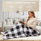 Elektrisch verwarmd deken 72" x 84" volledige maat flanellen stof met 4 verwarmingsniveaus & 10 uur automatische uitschakeling, ademend warm en wasbaar voor zacht en bed - lichtgrijs