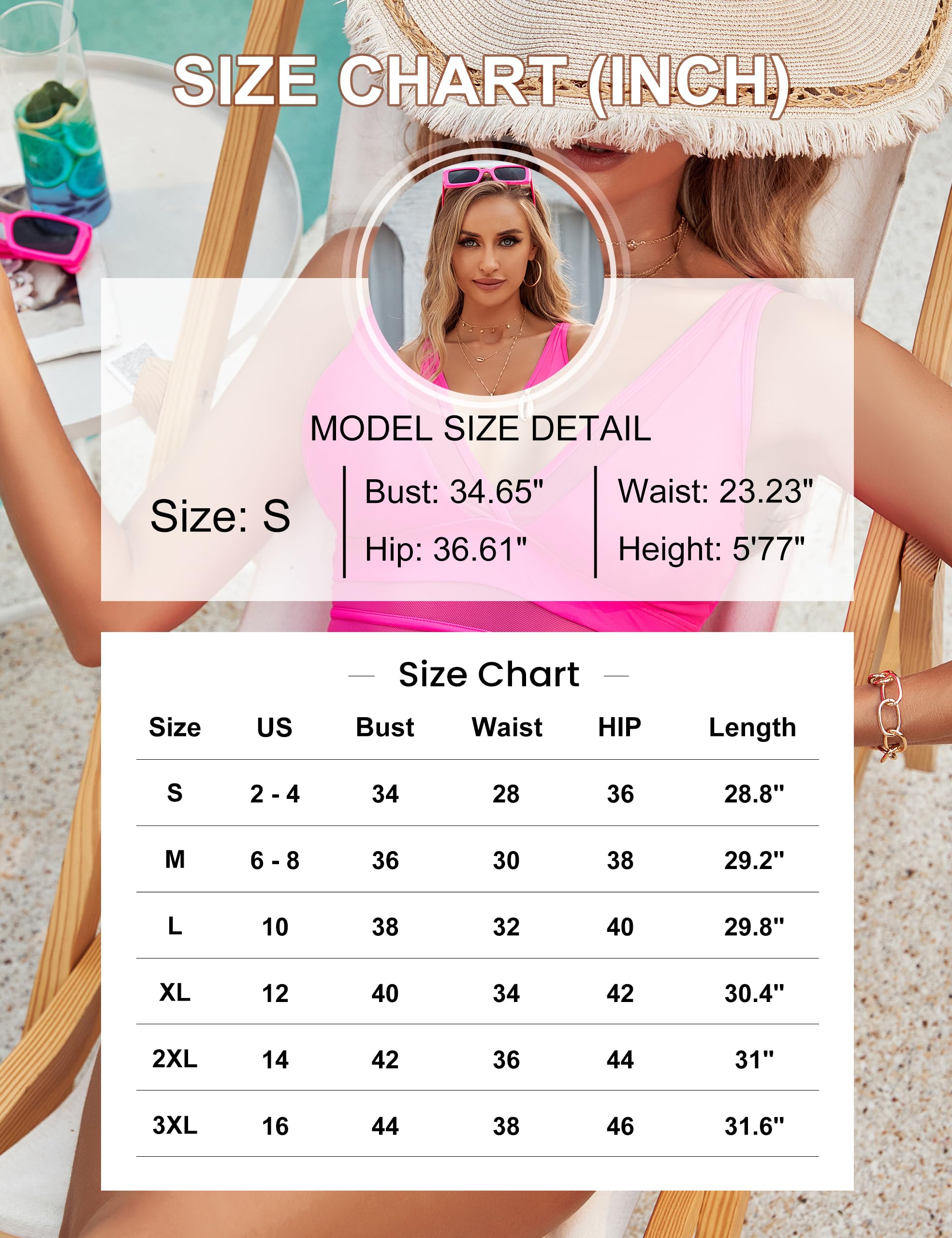 BMJL Women's Tummy Control Swimsuit Mesh Sexy One Piece Bathing Suits Slimming Push-up Swimwear(Hot Pink，XL