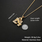 AsAlways 18K Gold Plated Memorial 24 Legend Basketball Number Pendant Inlay CZ Hip Hop Rock Punk Totem Amulet Charm Snake Necklace Gift Jewelry