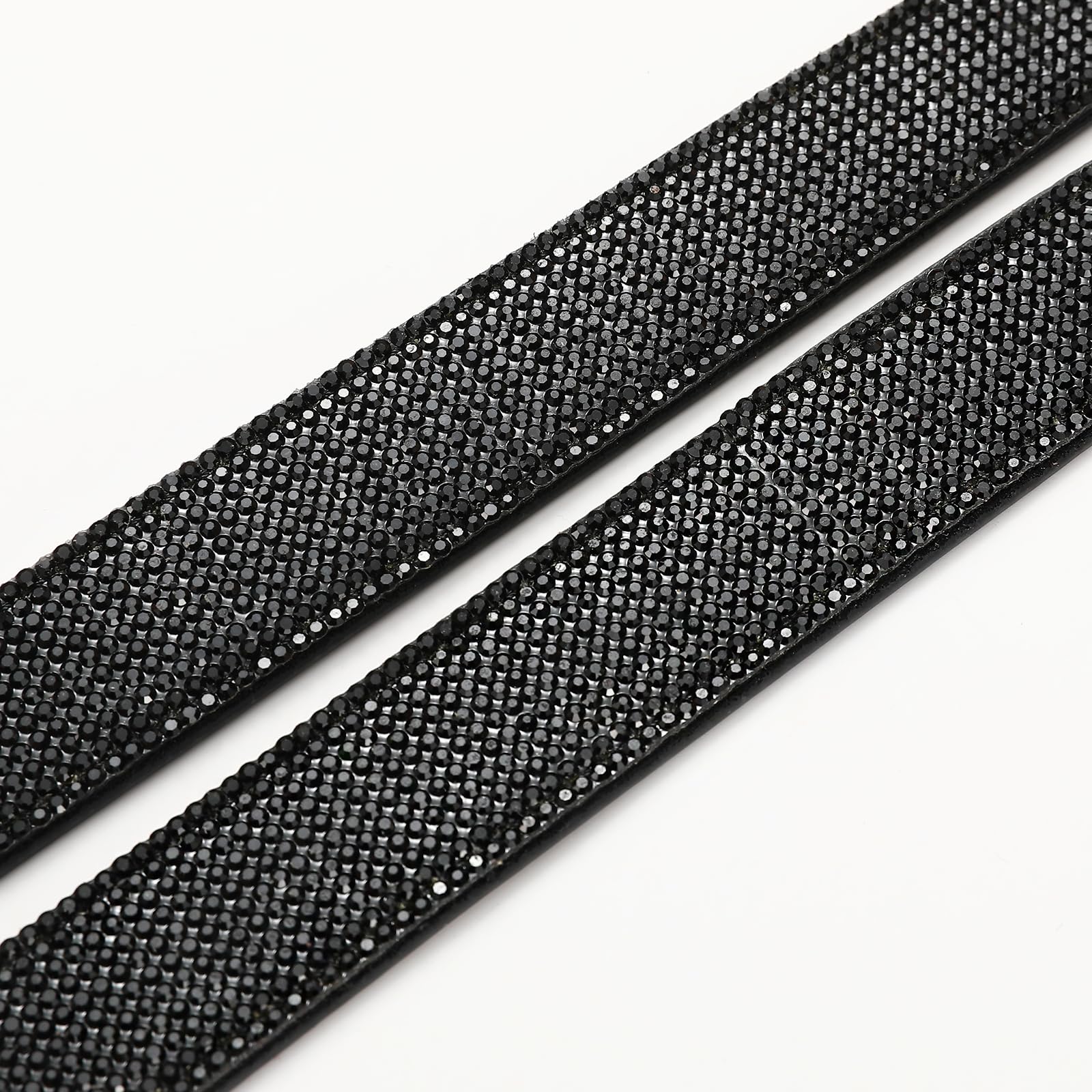 RISANTRY Rhinestone Belt for Women, Black Sparkly Diamond Belts for Womens Dresses, Ladies Glitter Belts for Jeans