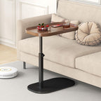 C Shaped Side Table Adjustable Height, 360°Swivel C Shaped End Table, Couch Side Tables That Slide Under, Small Coffee C Table End Table for Sofa/Bed/Bathtub, Rotating Elevate Tabletop (black)