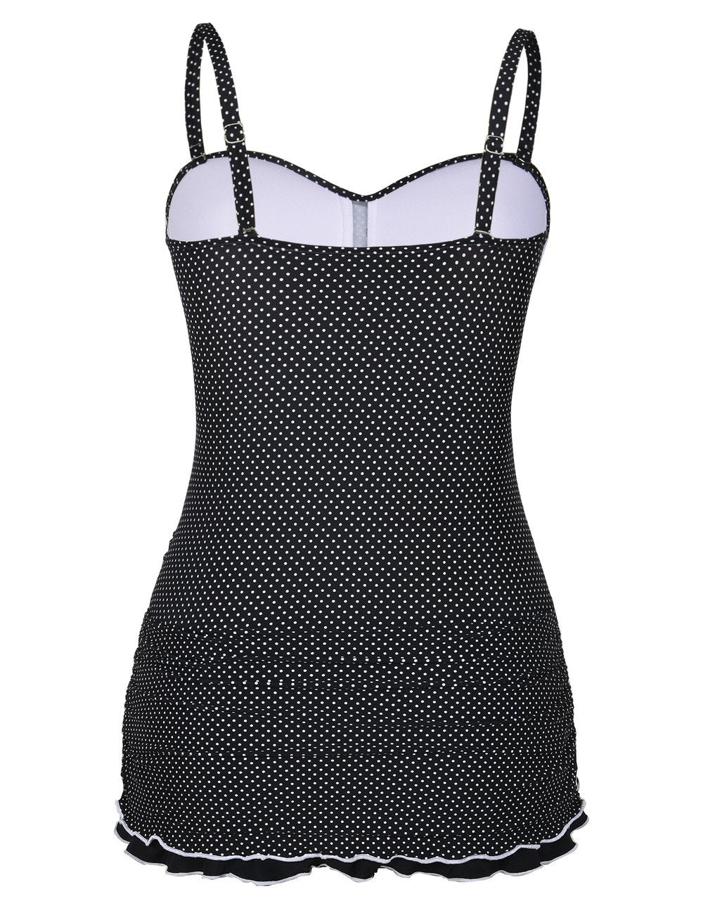 Hilor Women's One Piece Swimsuits Tummy Control Swimwear Ruffle Swimdress with Panty Polka Dot 8