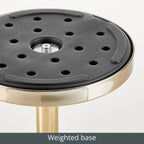 mDesign Glass Top Side/End Drink Table - Small Modern Round Accent Metal Nightstand Furniture for Living Room, Dorm, Home Office, and Bedroom - 9" Round - Clear/Soft Brass