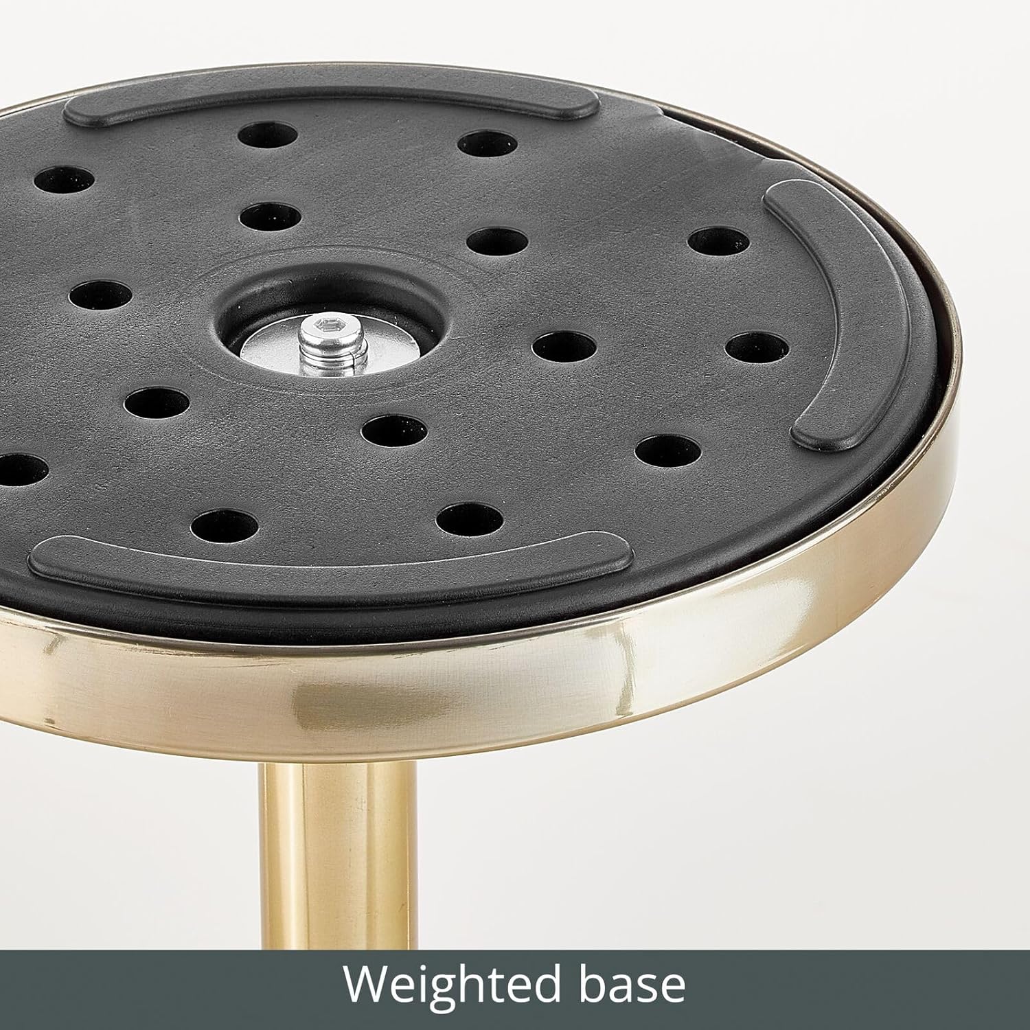 mDesign Glass Top Side/End Drink Table - Small Modern Round Accent Metal Nightstand Furniture for Living Room, Dorm, Home Office, and Bedroom - 9" Round - Clear/Soft Brass