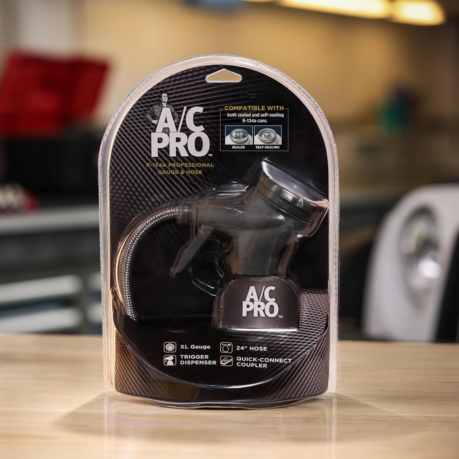 InterDynamics Car Air Conditiioner Gauge and Hose by InterDynamics, A/C Pro Air Conditioner Recharge Gauge and Dispenser for Cars, Trucks, 24 In Hose