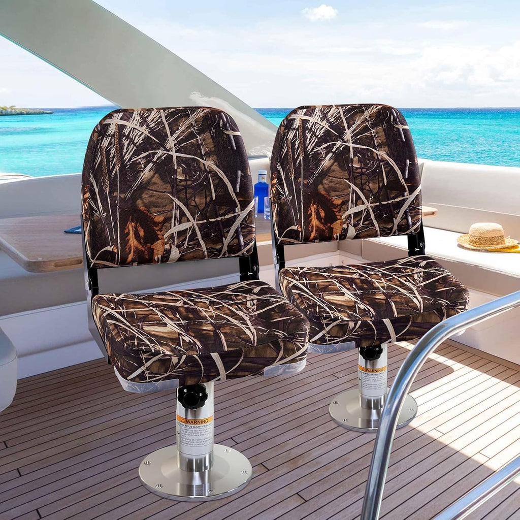 Low Back Folding Boat Seat 2pack, Fold-Down Fishing Boat Seat Camo