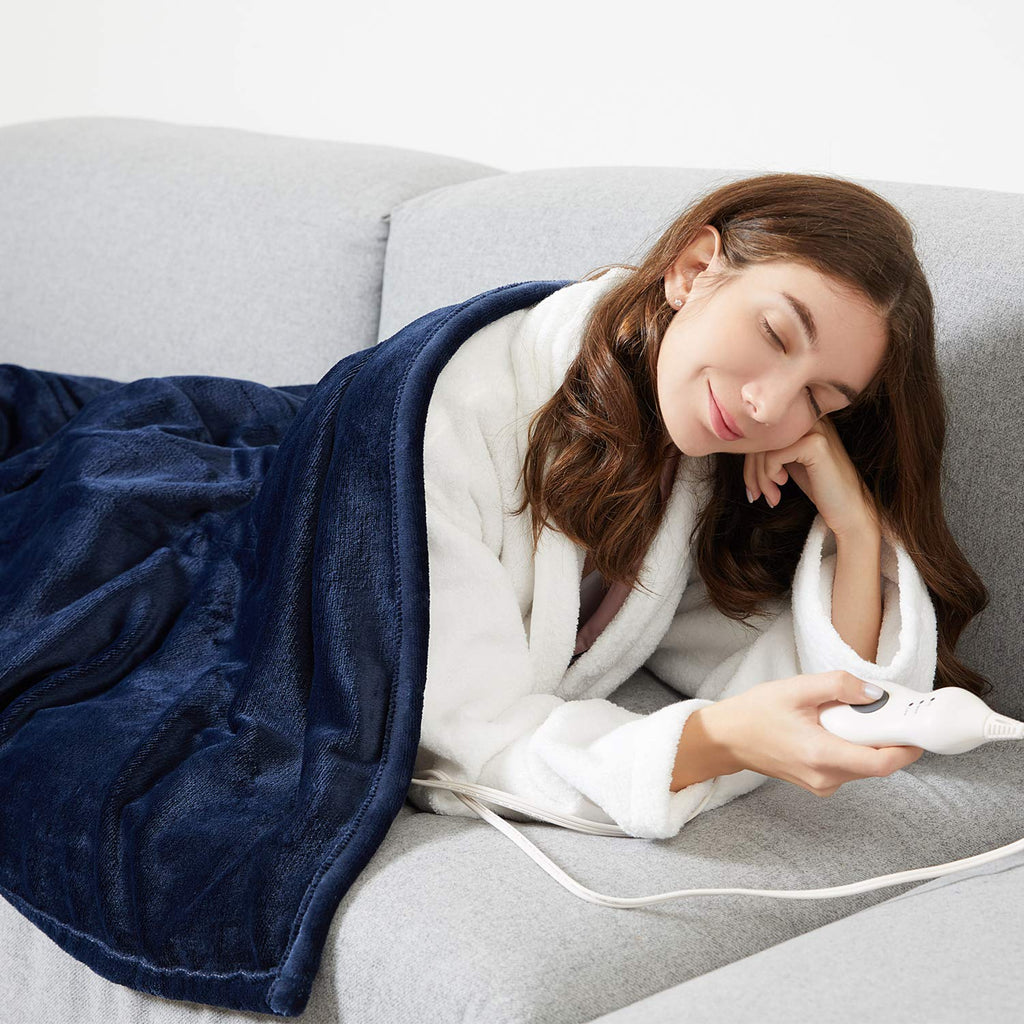 Manta Elétrica Tefici, Super Aconchegante e Macia, Flanela de 2 Camadas 50" x 60", Manta Aquecida com 3 Níveis de Aquecimento e Desligamento Automático em 4 Horas, Lavável na Máquina, Certificada ETL e FCC, Uso Residencial e Escritório, Cor Camelo