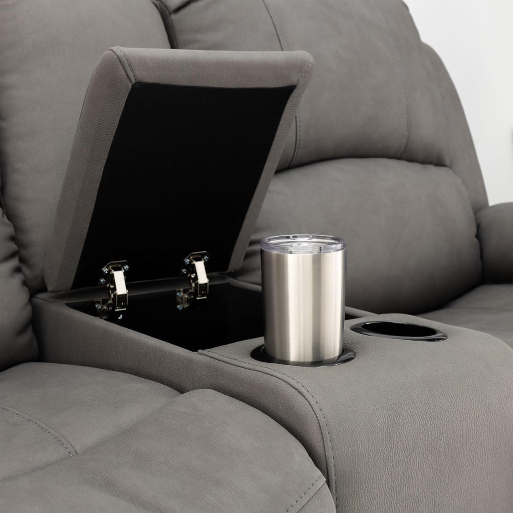 67" Wall Hugger Reclining | RV Theater Seats | Double Recliner RV Sofa & Console | RV Couch | RV Theater Seating | RV Furniture (Powered, Slate)