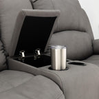 67" Wall Hugger Reclining | RV Theater Seats | Double Recliner RV Sofa & Console | RV Couch | RV Theater Seating | RV Furniture (Powered, Slate)