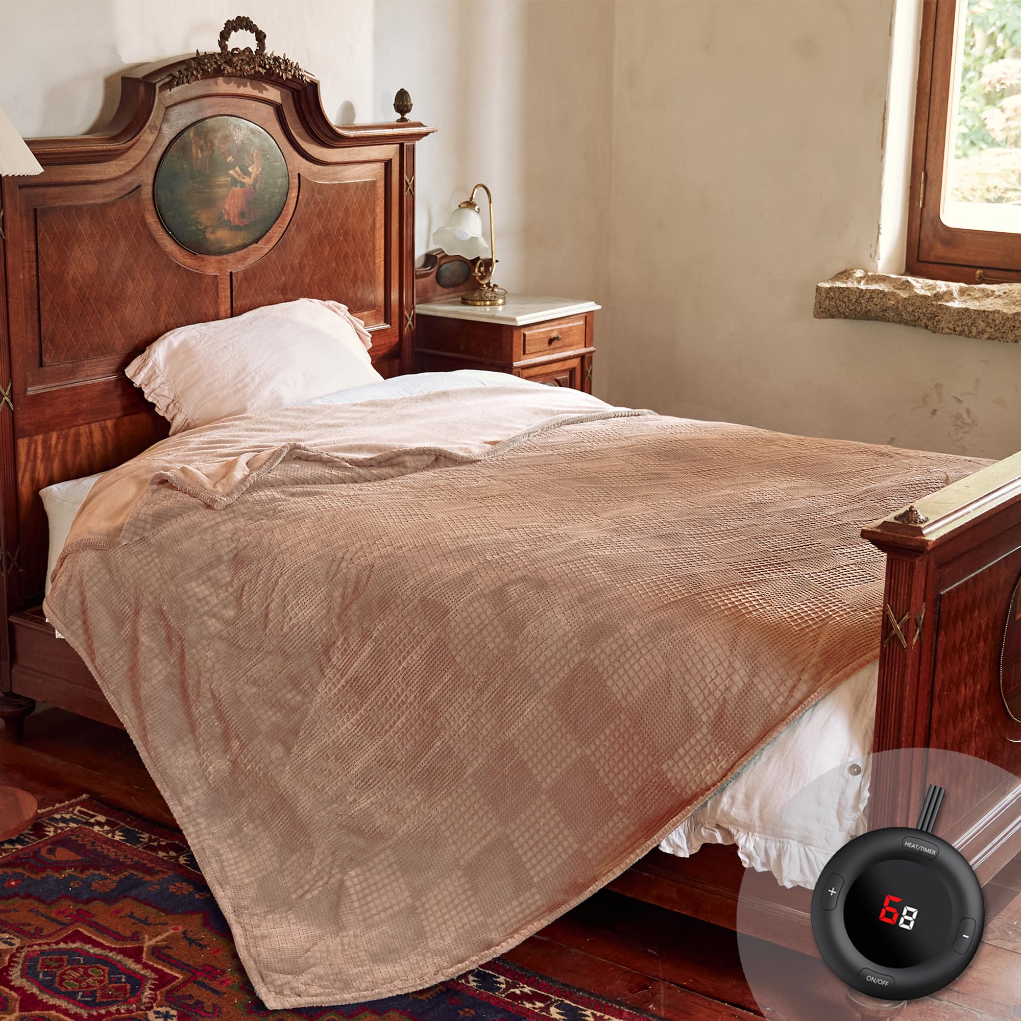 Verwarmd deken elektrisch deken plaid 50''X60'' - verwarmingsdeken met 6 warmtestanden - 2-10 uur automatische uitschakeling, ETL gecertificeerd, wasmachinebestendig (zwart)