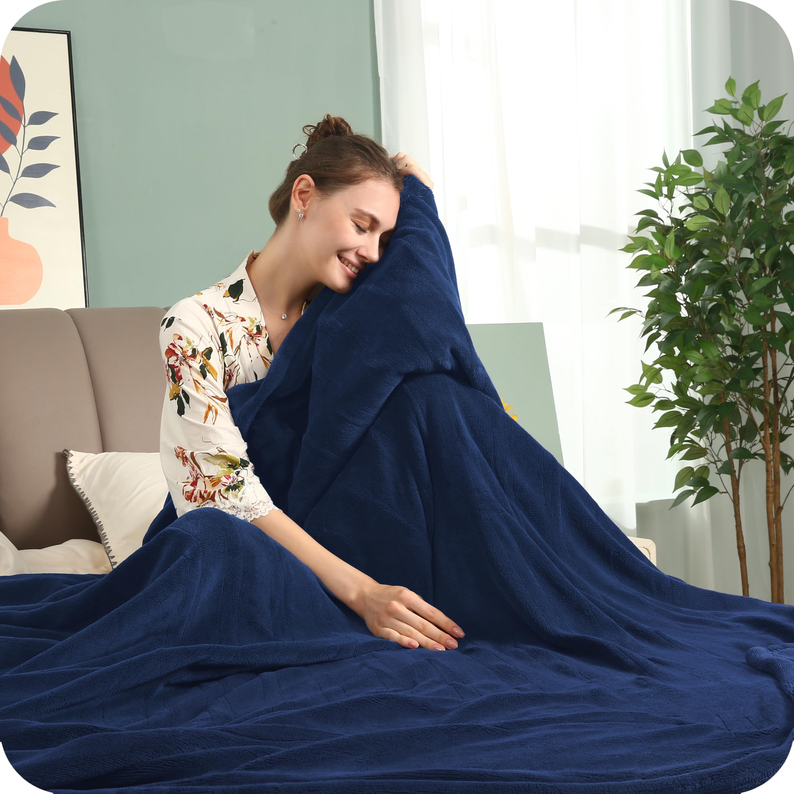 Couverture chauffante électrique DUODUO 72"x84" en polaire corail chaude avec 4 réglages de chaleur et arrêt automatique de 10 heures Protection contre la surchauffe - Gris 