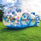 10FT Inflatable Bubble House Dome for Kids, Clear PVC Inflatable Bubble House Tent with Tunnel, Bubble Balloon House with 750W Air Blower, 600W Air Pump Inflatable Dome for Party (Blue, 10FT)