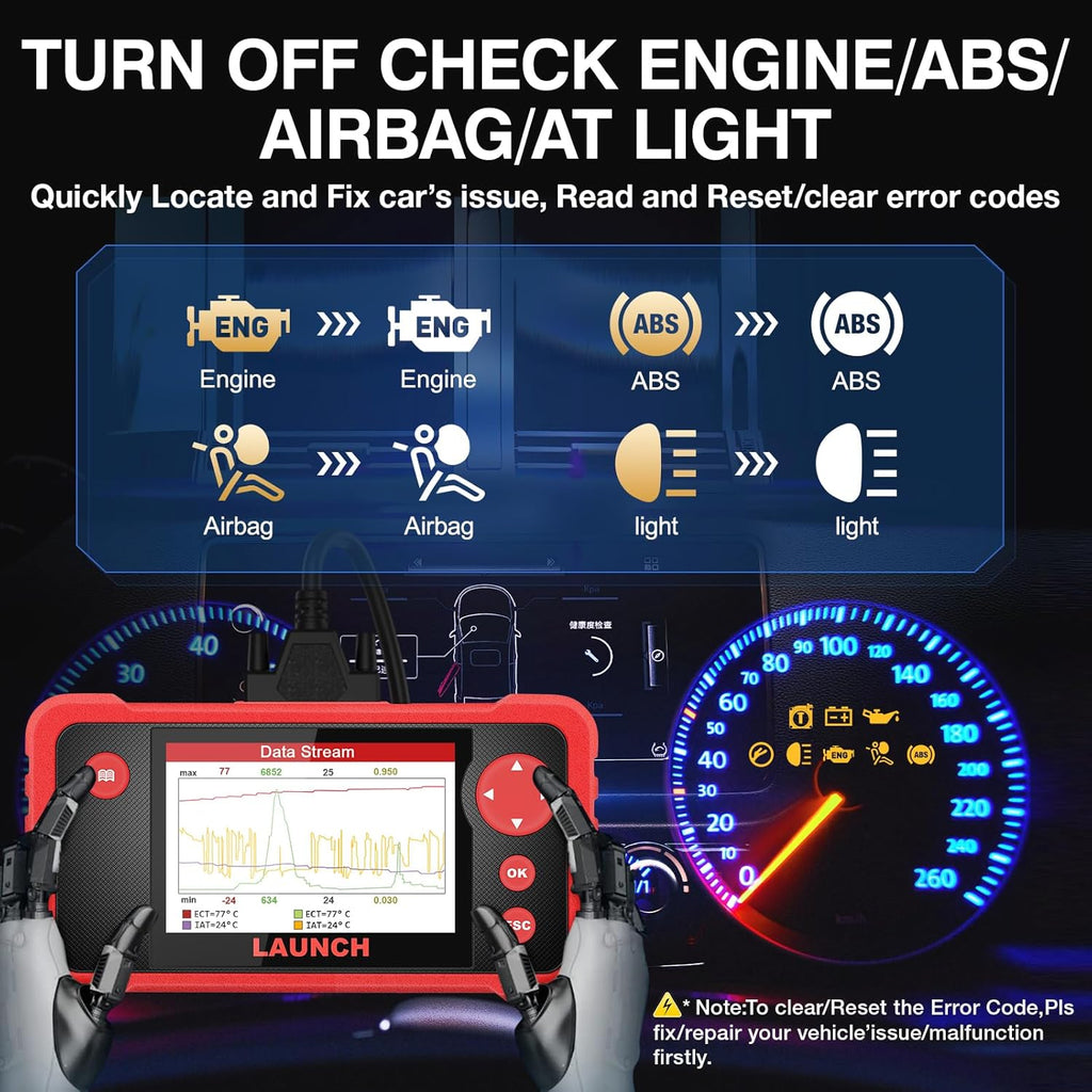 LAUNCH CRP123 V2.0 OBD2 Scanner-2025 New Model Engine/ABS/SRS/Transmission Diagnostic Scan Tool SRS Airbag Code Reader,3 Reset Oil Service/Throttle Relearn/SAS Reset,Lifetime Free Update