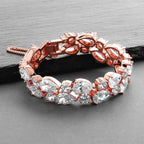 Mariell Rose Gold Petite Length 6 1/2" Wedding Bracelet with Bold CZ Mosaic for Brides and Bridesmaids